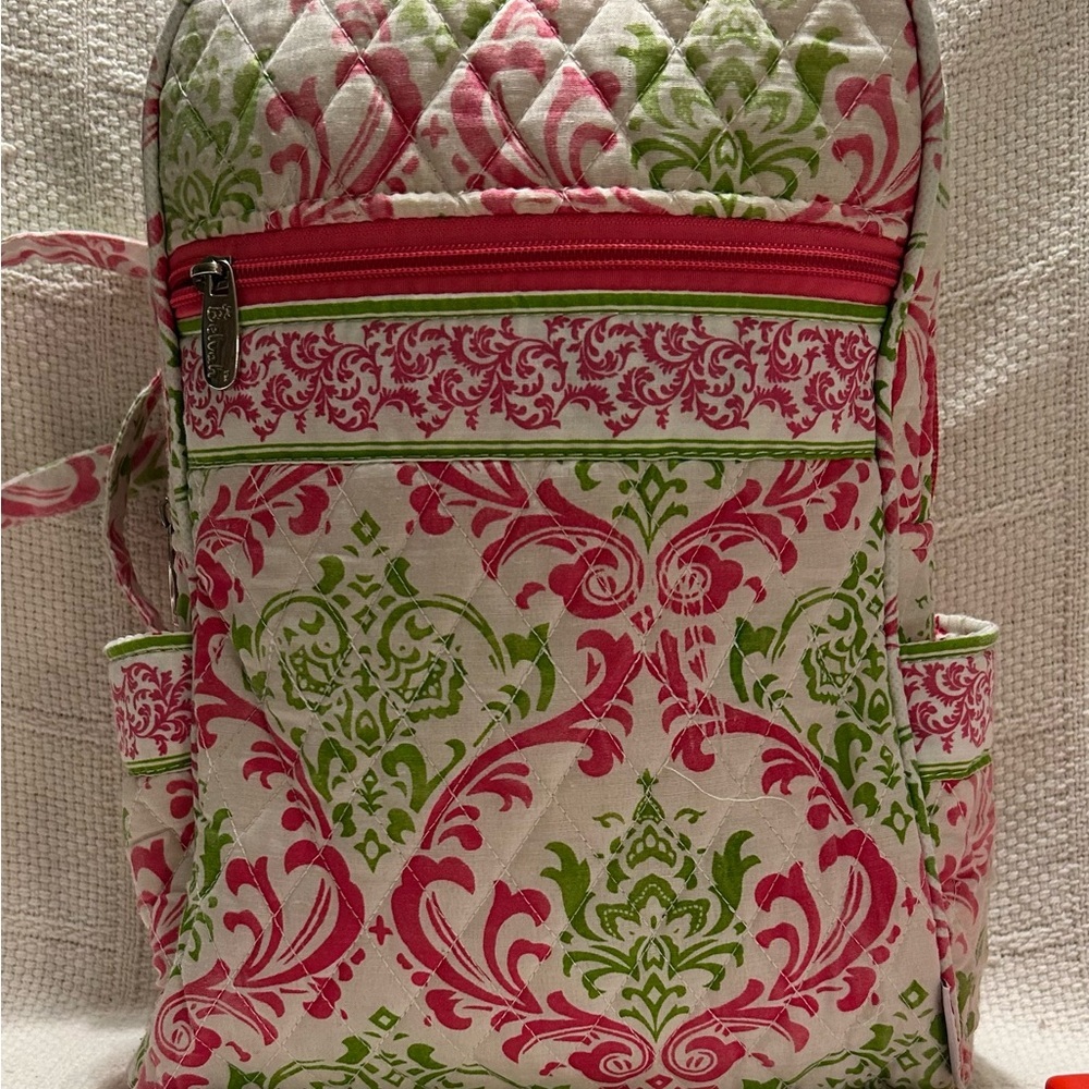 BELVAH Pink and Green Quilted Backpack